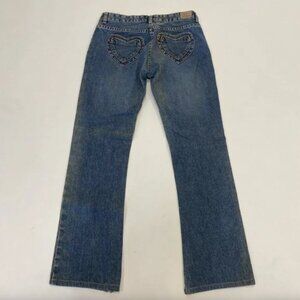 Jill Stuart bootcut medium wash denim jeans with heart pockets